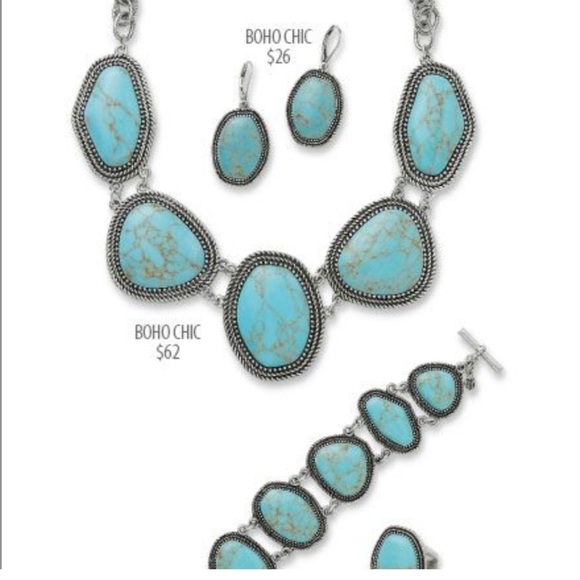 Premier Designs Sterling Silver reversible Turquoise silver Necklace - Picture 13 of 14